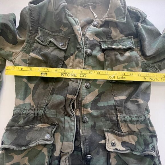 Free People Not Your Brothers Faded Green Camo Print Surplus Jacket ,XS - Picture 13 of 14